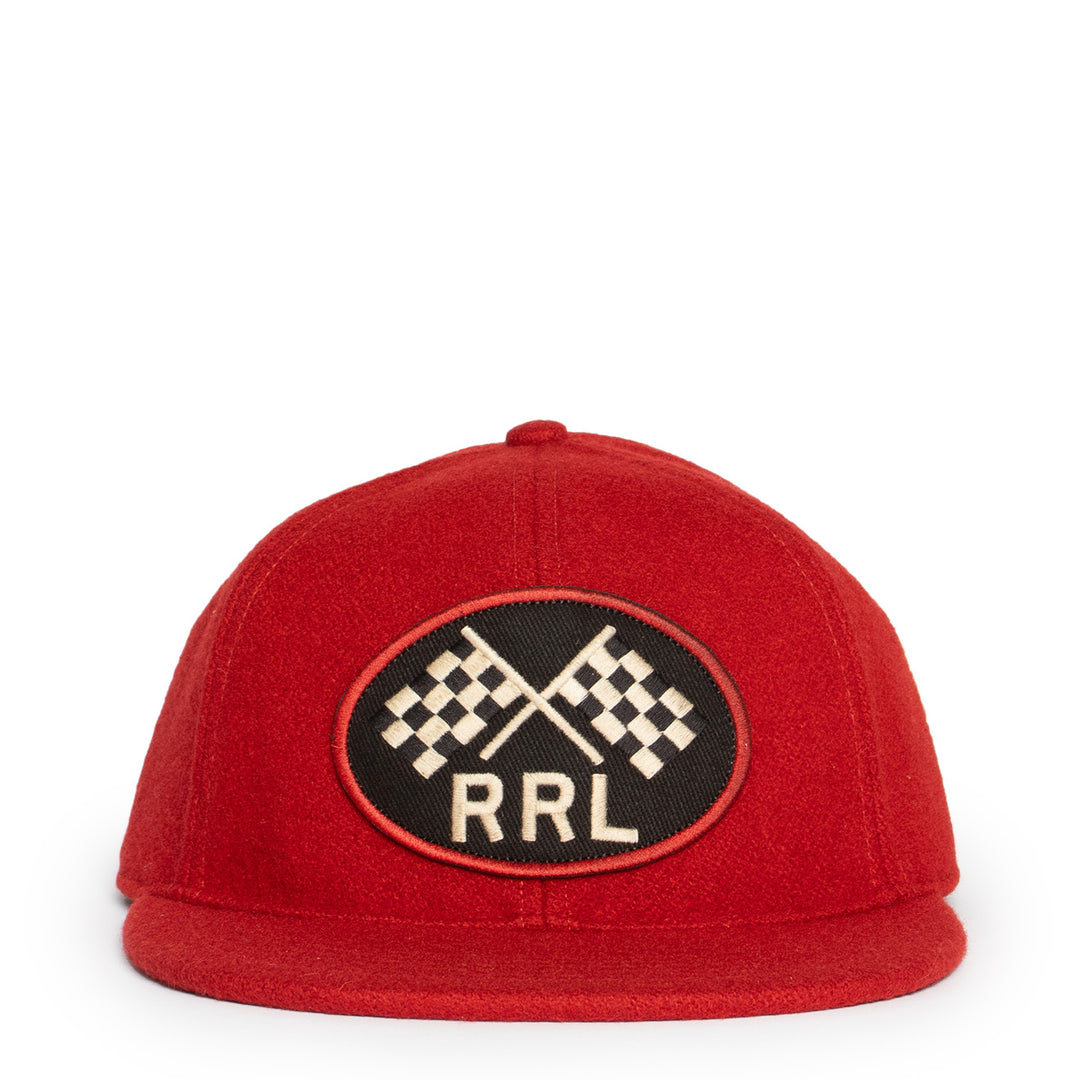 RRL by Ralph Lauren Logo Patch Wool Blend Felt Ball Cap Red Menswear Yards Store