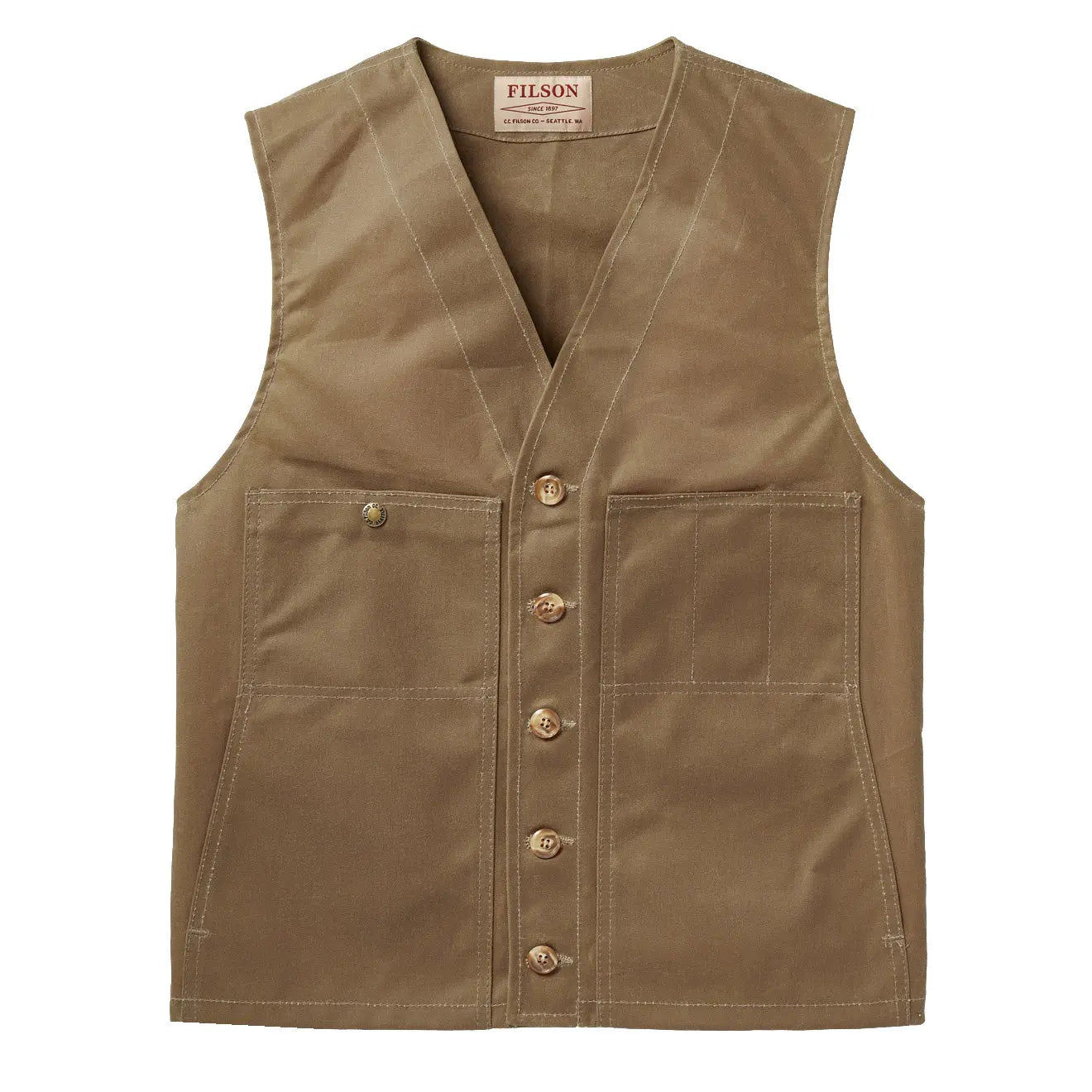 Filson Oil Tin Cloth Vest Dark Tan | Yards Store Menswear
