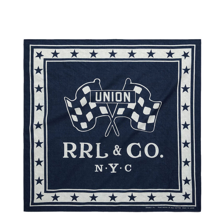 RRL by Ralph Lauren Logo Cotton Bandana Indigo Cream Menswear Yards Store