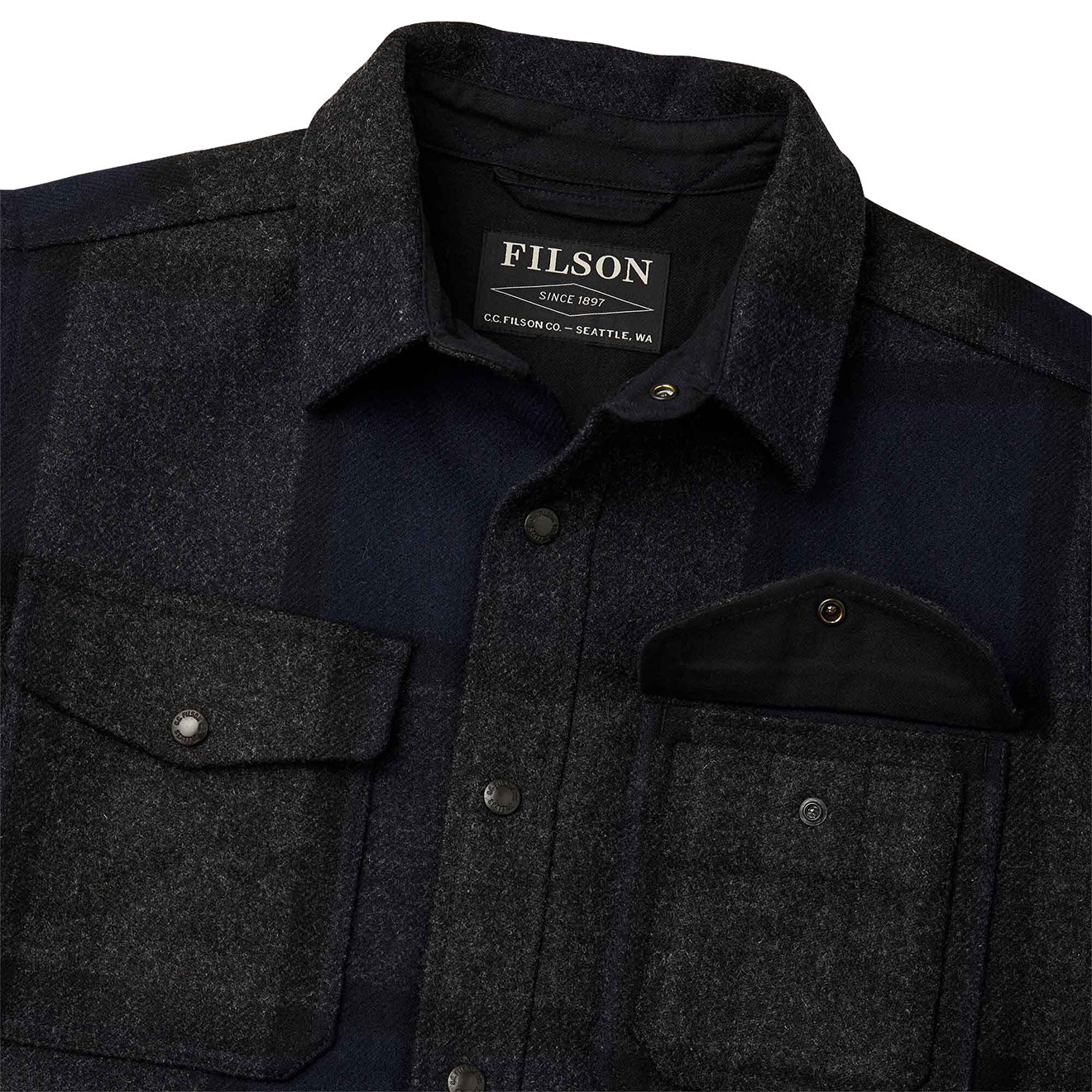 Filson Mackinaw Jac Shirt Navy Charcoal Plaid - Menswear | Shop Name ...