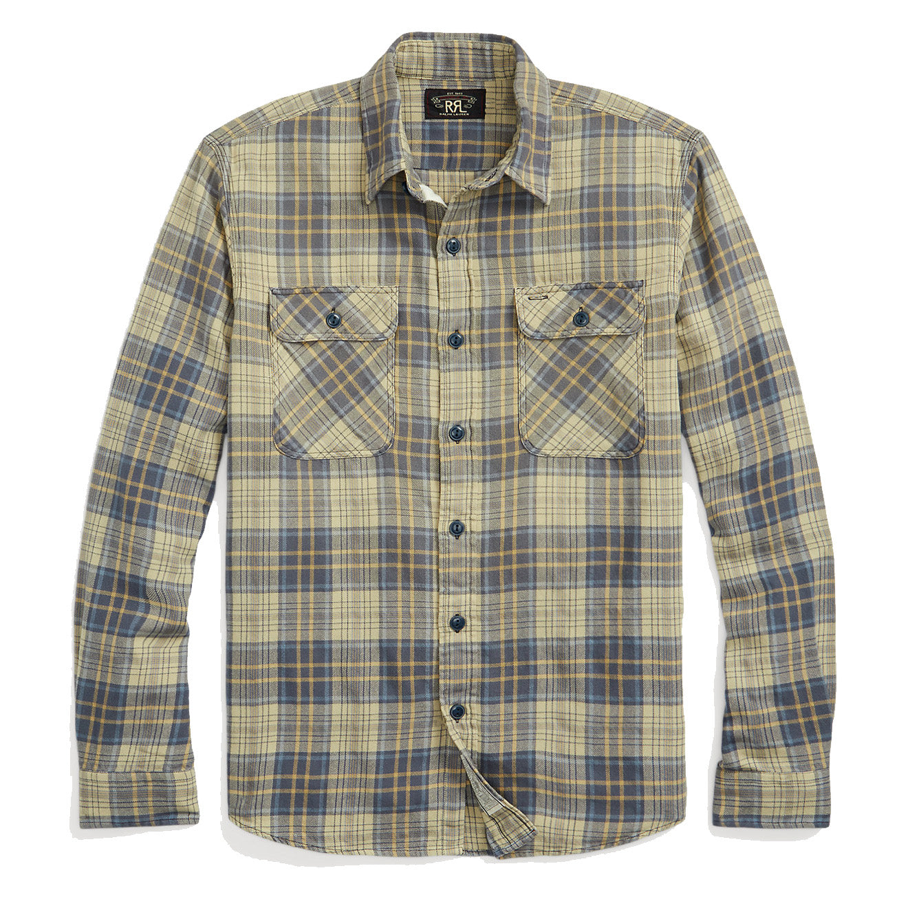 RRL by Ralph Lauren Plaid Twill Workshirt Faded Blue/Yellow | Yards ...