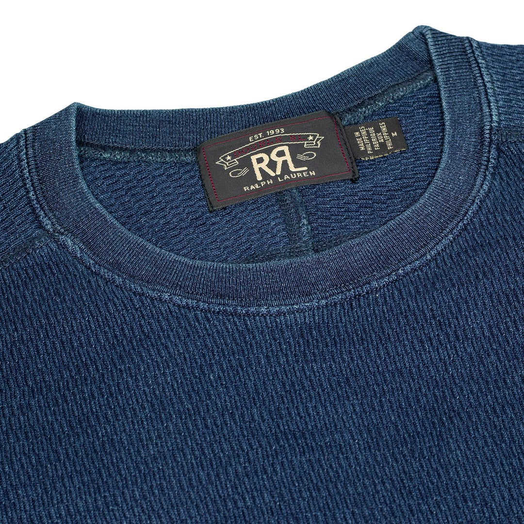 Ralph Lauren Double RL RRL Size Small Waffle-Knit top Cotton Navy Blue Crewneck